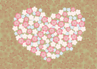 桜模様にハート