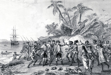 Illustration / Bougainville débarquant à Tahiti