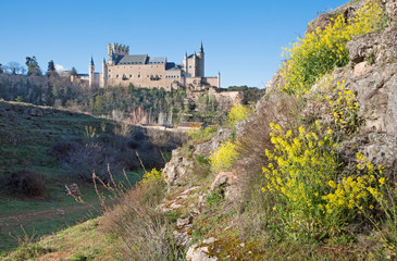 Fototapeta na wymiar Segovia - Alcazar castle in morning light.