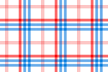 Fototapeta premium Check white textile with red and blue stripes seamless pattern