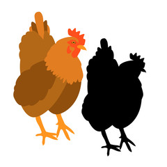 chicken vector illustration style Flat silhouette black
