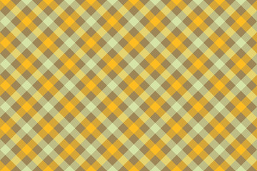Yellow check diagonal fabric texture background seamless pattern