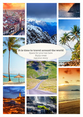 Collage of summer beach images - nature and travel background Va