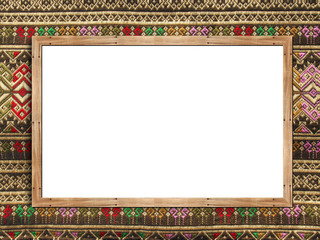 wooden frame poster mockup on textile