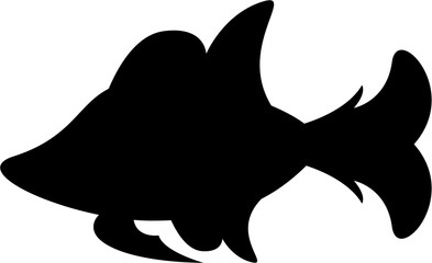 Cute Cartoon Tropical Fish in Silhouette