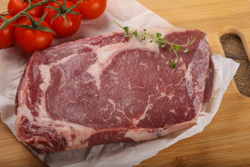Raw ribeye steak