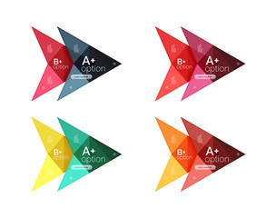 Colorful arrow option infographics banners, business geometric templates