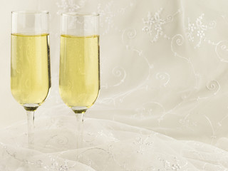 two glasses of sparkling white wine