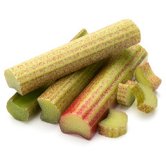 rhubarb stem isolated on white background cutout