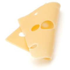  one Cheese slice isolated on white background