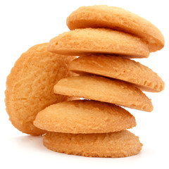 stacked short pastry cookies isolated on white background