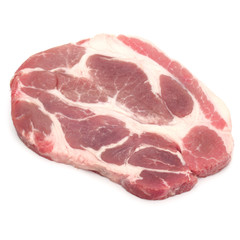 Raw pork chop meat isolated on white background cutout
