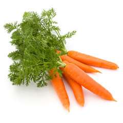Carrot vegetable with leaves isolated on white background cutout - obrazy, fototapety, plakaty