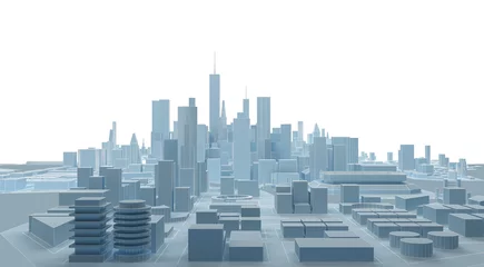 Gordijnen 3D low poly modern wireframe city 3d rendering  © petrovk