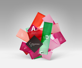 Shiny glass plate surfaces with text on 3d space