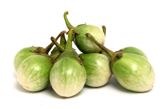 Thai Eggplant,  (Solanum virginianum L.), Thai's Vegetable herb for healthy meal with white isolated background