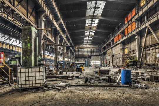 Large abandoned industrial hall