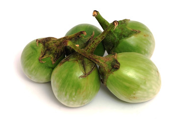 Thai Eggplant,  (Solanum virginianum L.), Thai's Vegetable herb for healthy meal with white isolated background