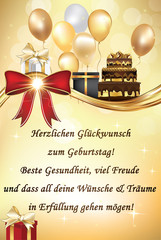Herzlichen Glückwunsch zum Geburtstag! beste Gesundheit, viel Freude und dass all deine Wünsche & Träume in Erfüllung gehen mögen - Geburtstag-Grußkarte