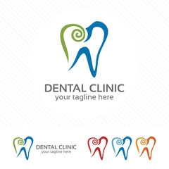 Creative dental clinic logo vector. Abstract dental symbol icon.