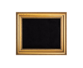 blank vintage gold frame in baroque style, isolated on white background