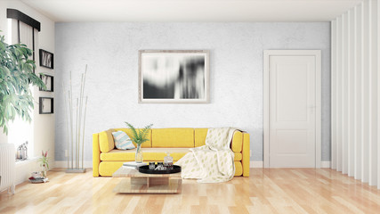 Modern bright interior . 3D rendering
