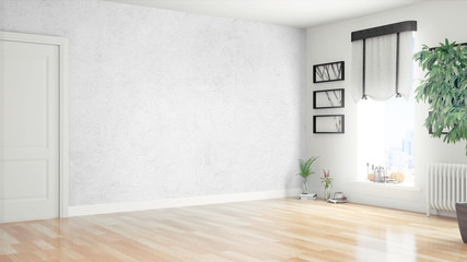 Modern bright interior . 3D rendering