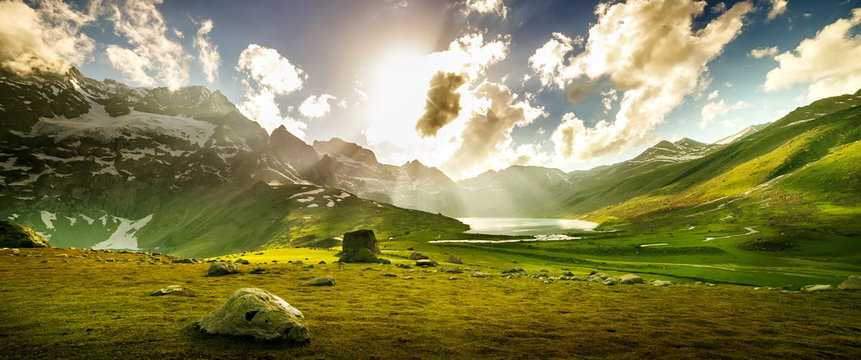 Beautiful Mountain View With Lake Of Sonamarg, Jammu And Kashmir State, India