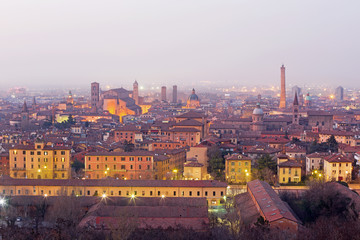 Bologna - Outlook to Bologna old town from church San Michele in Bosco in evening dusk. © Renáta Sedmáková