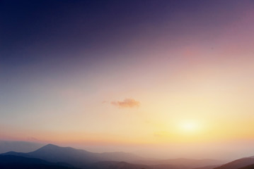 Fantastic sunset in the mountains of Ukraine.