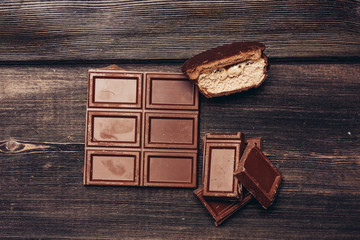 chocolate bar and half a cake