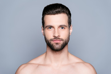 Portrait of bearded naked young man after shower