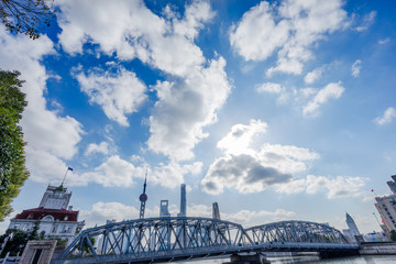 Fototapeta na wymiar cityscape with blue sky in Shanghai,China.