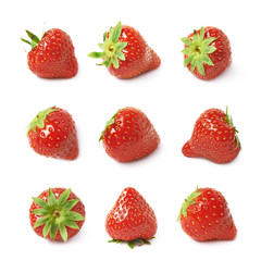 Single ripe red strawberry isolated