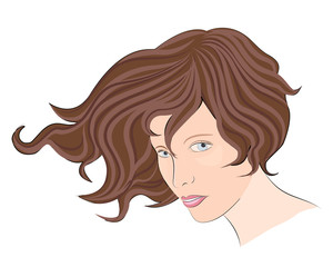 Vector girl with brown hair.