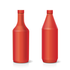 Blank plastic red ketchup bottle for isolated on white background Vector set