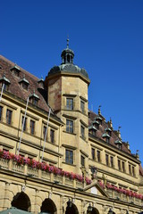 View in the historical town of Rothenburg on the Tauber, Bavaria, region Middle Franconia, Germany