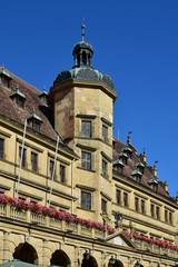 Obraz premium View in the historical town of Rothenburg on the Tauber, Bavaria, region Middle Franconia, Germany
