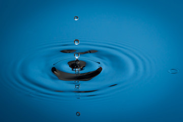 Water drop falling into the water