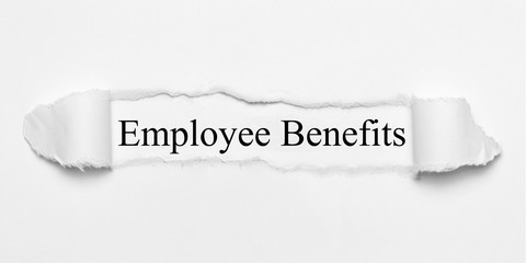 Employee Benefits on white torn paper