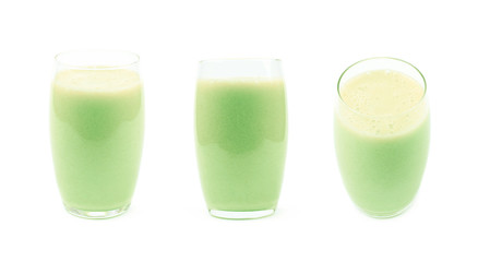 Glass filled with smoothie isolated