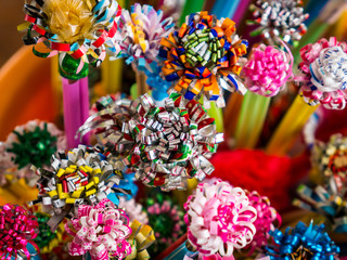 Colorful of artificial flower that  re-cycle from plastic bottle