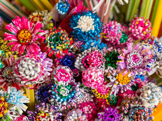 Colorful of artificial flower that  re-cycle from plastic bottle