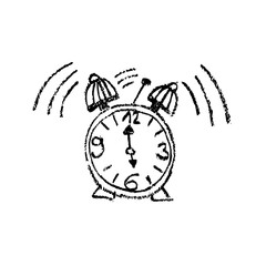 doodle alarm clock 6 or 18 - Chalk drawing hand painted hand drawn charcoal drawing - graphic icon pictogram picture element stylistic - Uhr Wecker 6 18 Uhr - Kohle Kreide Zeichnung handgemalt