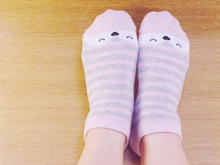 woman feet relaxing and comfort holiday concept background vintage toning