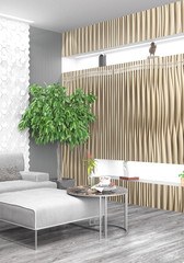 Modern bright interior . 3D rendering