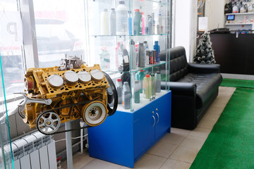 Interior of a client room and a reception in a car repair station