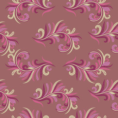 seamless pattern of stylized feathers