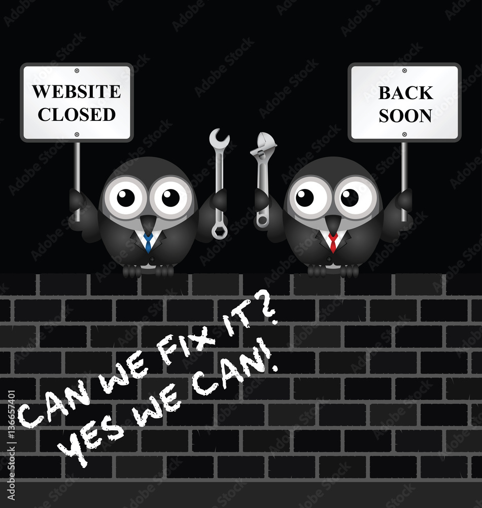 Canvas Prints comical website maintenance closed with back soon message