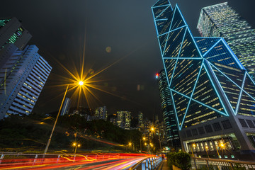 Fototapeta na wymiar Traffic road in downtown of Hong Kong,China.